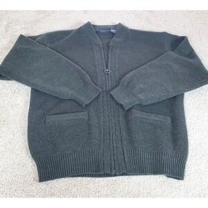 Vintage Northern Isles  Men's Cardigan Sweater Full Zip SZ L Green Grandpacore